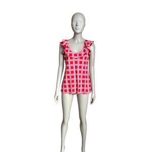 Banana Republic Red and White Ruffle Strap Tank Top